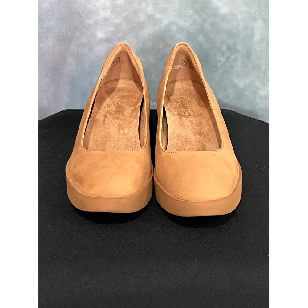 Vionic Sereno Tan Nubuck Leather Platform Wedge Pumps Women 9.5 Orthotic Support - Picture 4 of 8